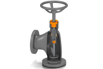 Uzavírací ventil s vodicím šroubem dryspin®, kluzné ložisko iglidur® a pístní kroužek