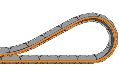 Řetěz e-chain® vede hydraulickou hadici