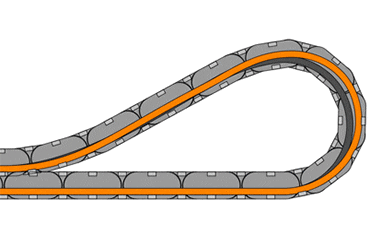 Řetěz e-chain® vede hydraulickou hadici
