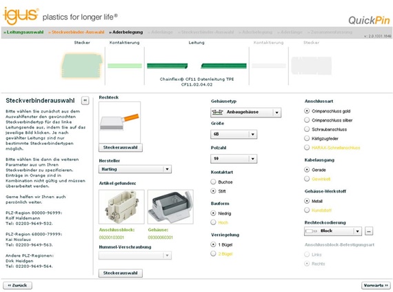 QuickPin 2.0 connector-cable configurator