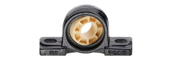 Spherical insert bearing with pillow block bearing with cast iron housing